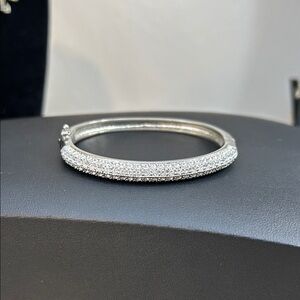Clear Rhinestone Silver Bangle Bracelet branded ST